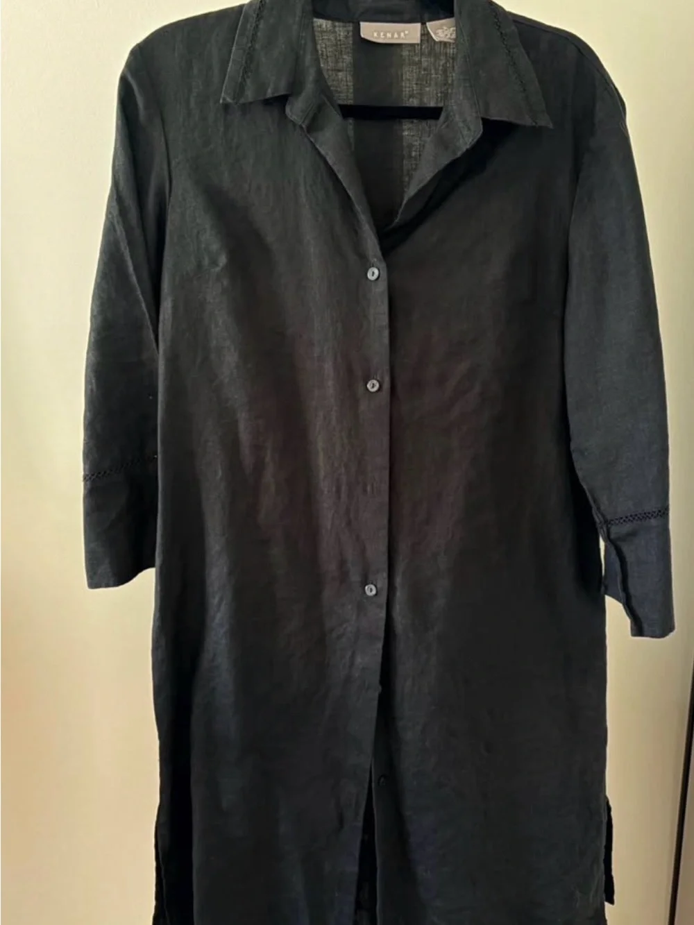 Kenar Black Button-Front Mini Dress